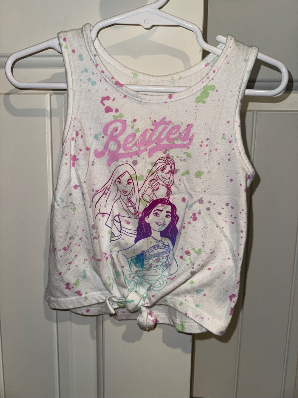 Disney White Tank Top with Pink 'Besties' Princess Graphic